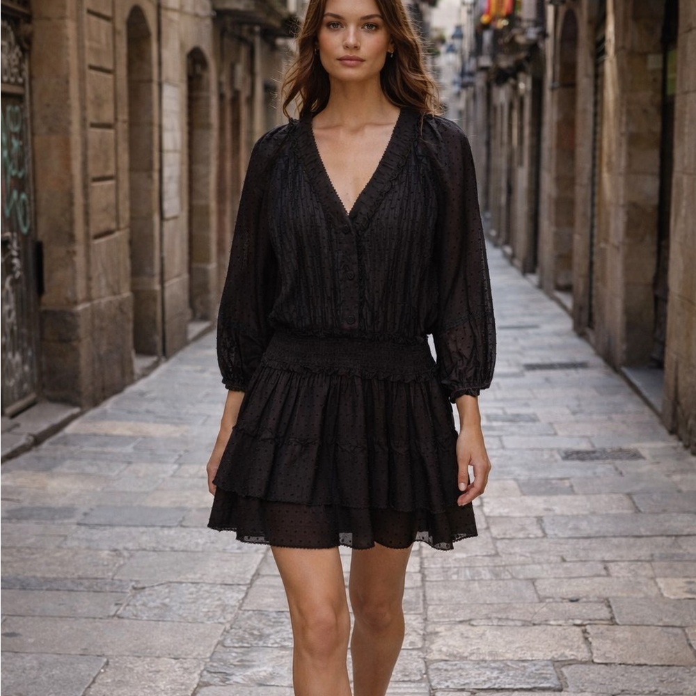 🖤 Poupette St Barth 100% cotton  Black Women's Dress EUC worn once! French brand
